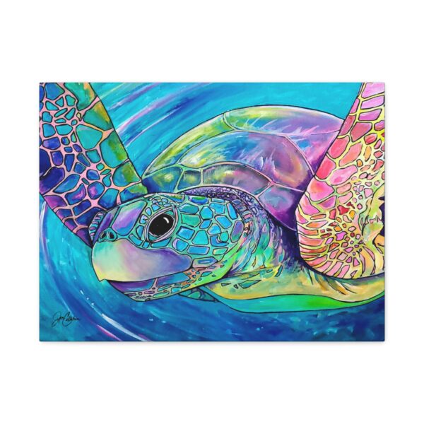 Jen Callahan Art | Rainbow Purple Turtle Matte Canvas Print — Stretched 1.25" Beach Wall Art