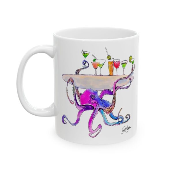 Coffee Mug - Funny Octopus Serving Drink from Painting by Jen Callahan