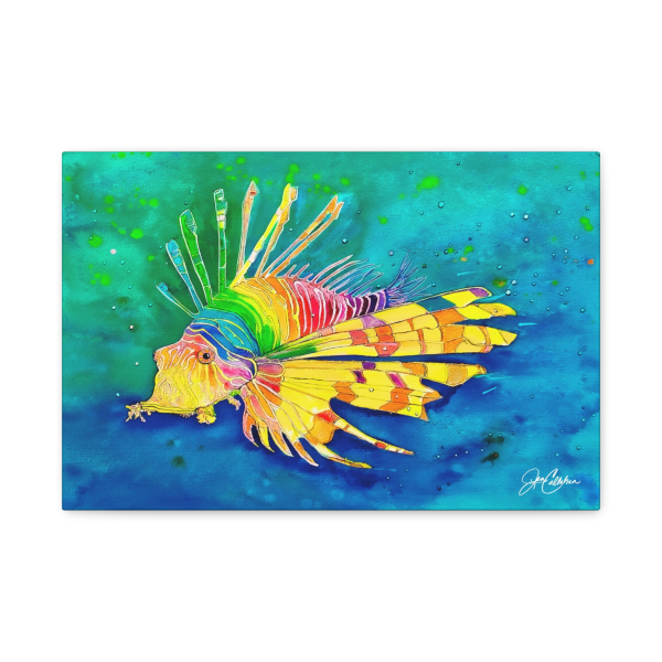 Jen Callahan Art | “Rainbow Lionfish” Canvas Print Colorful Lionfish Art