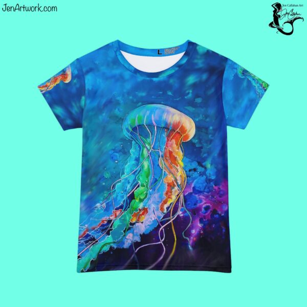 NEW Jellyfish painting design T-shirt made from Jen Callahan’s Jelly paintings into a Short Sleeve Shirt