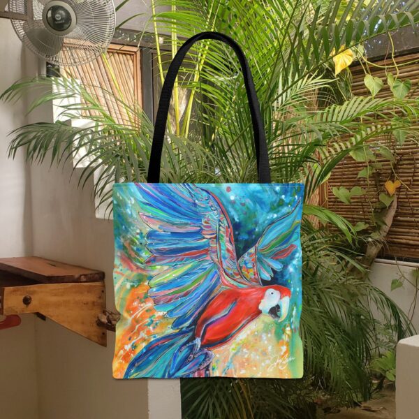 "Parrot Gossip” Large 18” Artist Tote Bag by Jen Callahan (Free Shipping)