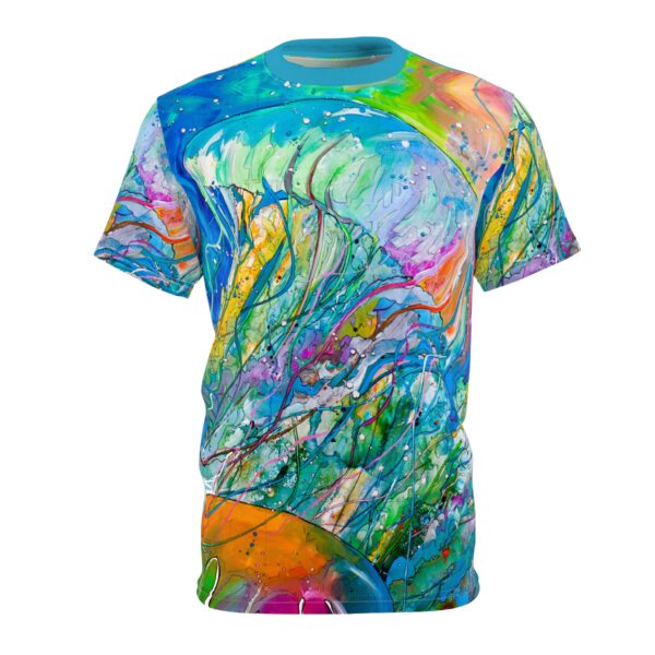 "Virginia Beach Jelly" Painted by Jen Callahan and made into SPF 30 Short Sleeve Unisex AOP Cut & Sew Tee