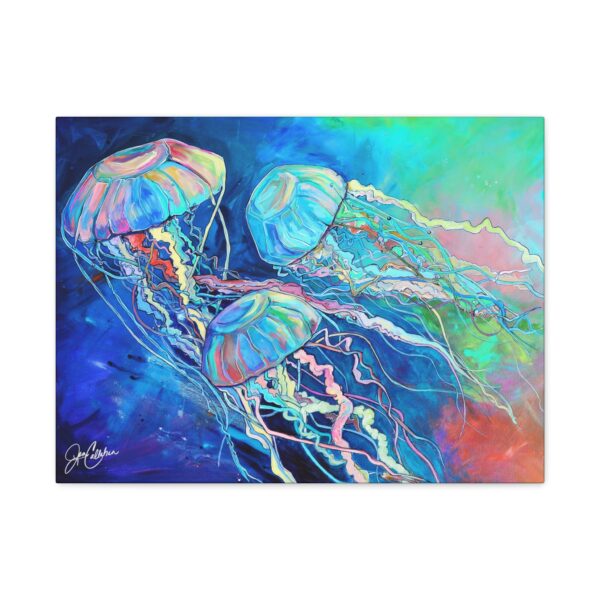 Jen Callahan Artwork | Three Stingers Jellyfish Jelly Jellies Fish painting printed on Canvas ready to hang