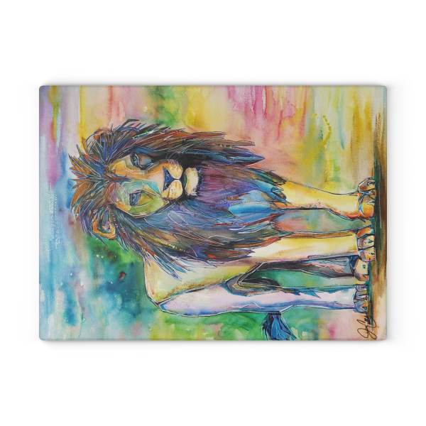 SONNY Lion 🦁 designed into a Glass Cutting Board - 11"x15"