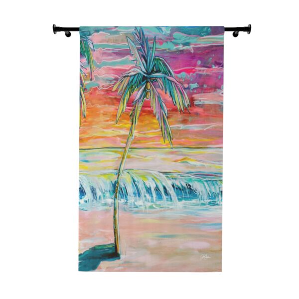 NEW💥Window Curtain Panels made with Jen Callahan's Painting 🌴 🌴🌴 SINGLE SUNRISE PALM