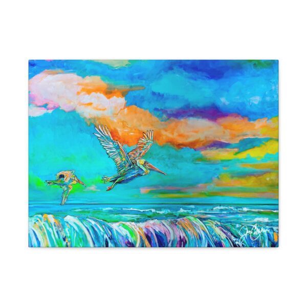 Pelican Flight Costa Rica Canvas Print — Gallery-Wrapped Wall Art by Jen Callahan