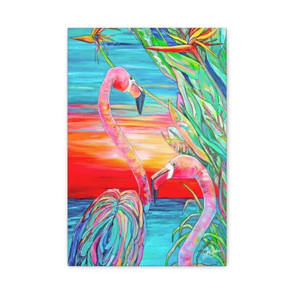 Jen Callahan Art | “Flamingo Paradise” flamingos Wall Beach Decor Art Colorful decor