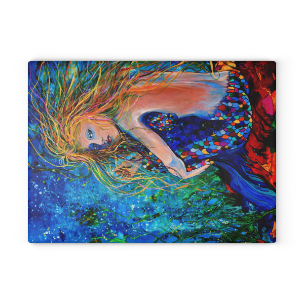 Mermaid Depth Glass Cutting Board made from Jen Callahan Original Painting