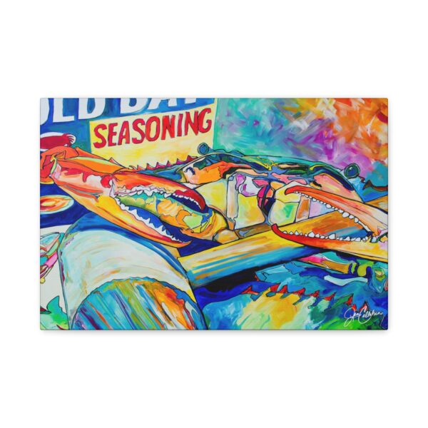 Jen Callahan Art | “Blue Crab Closeup” Old Bays Series Kitchen Riverhouse Beach House Decor Canvas Print Colorful Wall Art