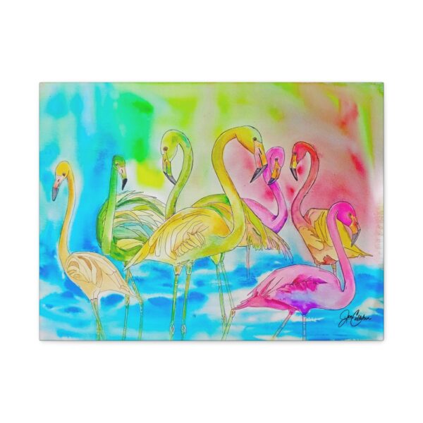 Jen Callahan Art | “Flamingo Gathering” Watercolor Canvas Print