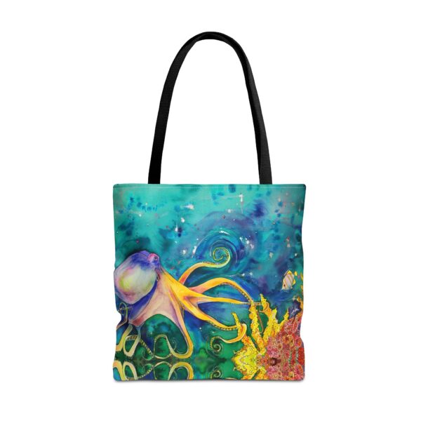 “Octopus Grabbing Yellow Coral” Large 18” Artist Tote Bag by Jen Callahan (Free Shipping)