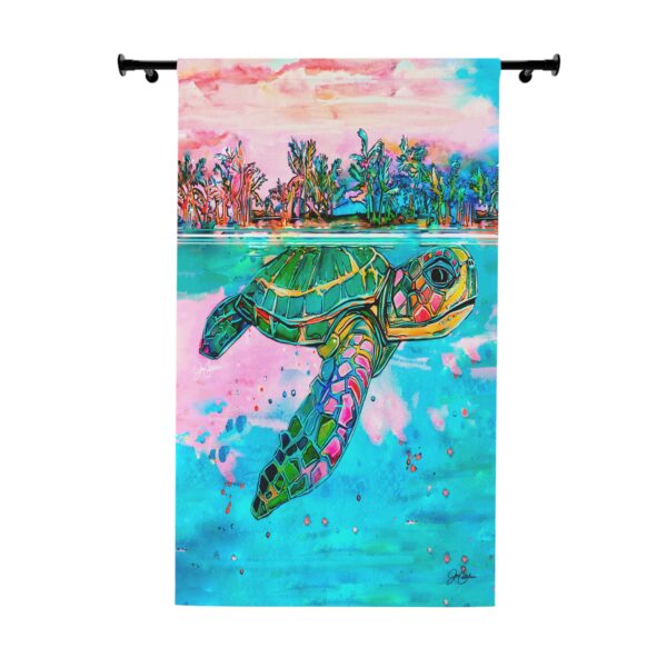 NEW💥Window Curtain Panels made with Jen Callahan's Painting "First Journey" Wonderful Turtle Painting now curtain ART
