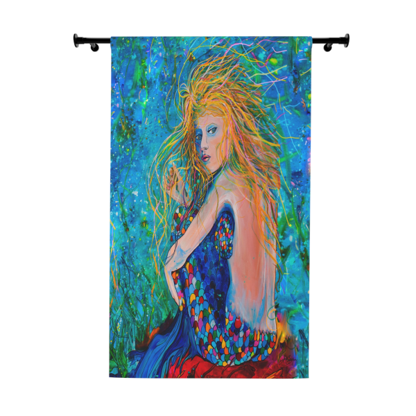 NEW💥Window Curtain Panels made with Jen Callahan's Painting "Mermaid Depth"