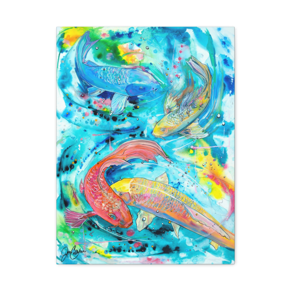 Jen Callahan Art | “KOI Pond” Fish Canvas Print, Gallery Wrapped