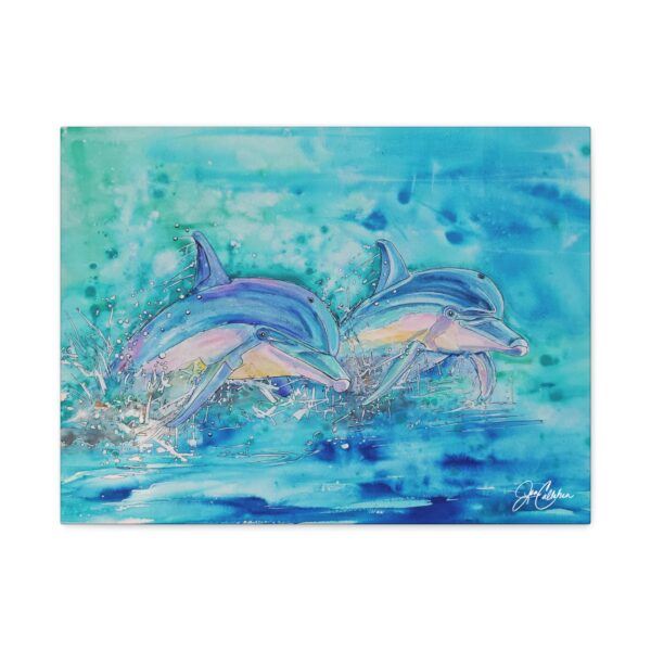 Dolphin Canvas Print — 2 Dolphins Gallery-Wrapped Matte Canvas, Ready to Hang