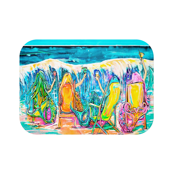 *NEW 2023  Bathroom SOFT Out of Shower Bath Mat with anti-slip Back "Drunk Mermaid on Vacation" by Jen Callahan WOW so CUTE!