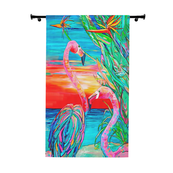 NEW💥Window Curtain Panels made with Jen Callahan's Painting "Flamingo Paradise"