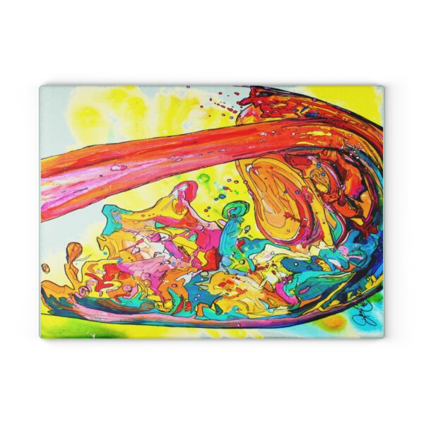 Jen Callahan Original Painting "Pour It" turned into a Glass Cutting Board