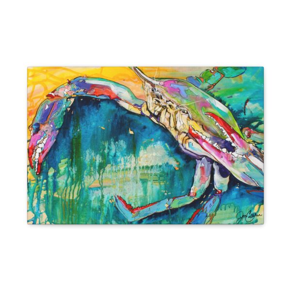 Jen Callahan Art | “Crab Splash” Kitchen Riverhouse Beach House Decor Canvas Print Colorful Wall Art