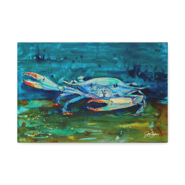 Blue Crab Canvas Wall Art — Coastal River House Beach Decor (Matte Stretched)