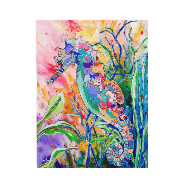 SEAHORSE Lily Blanket Marine biology biologists gift study Jen Callahan Painting - twin 60"x 80"/or throw size