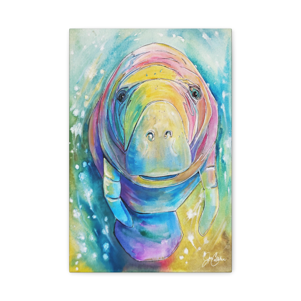Jen Callahan Art | Pastel Manatee Ocean Canvas Wall Art — Jen Callahan Stretched Matte Gallery Wrap