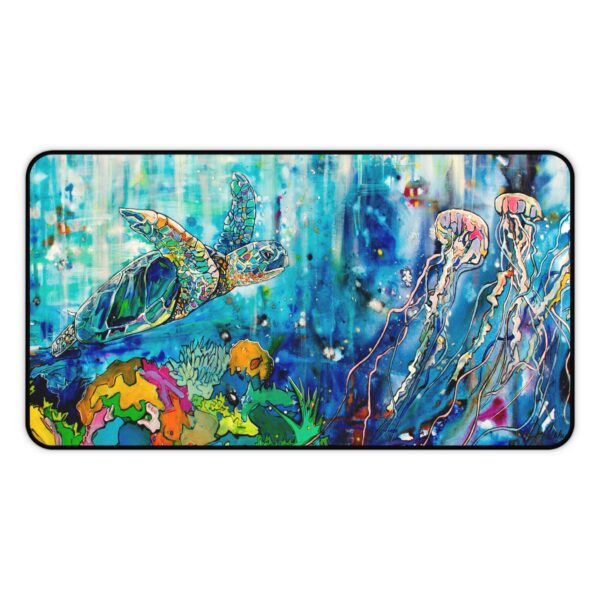 Under the Waves Sea Turtle Desk Mat | Coastal Ocean Decor | Colorful Beach House Accent