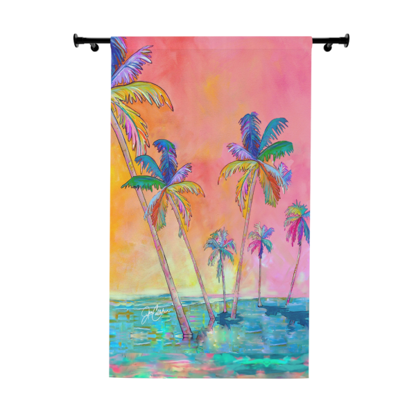 NEW💥Window Curtain Panels made with Jen Callahan's Painting 🌴 "Pastel PALM" Tree