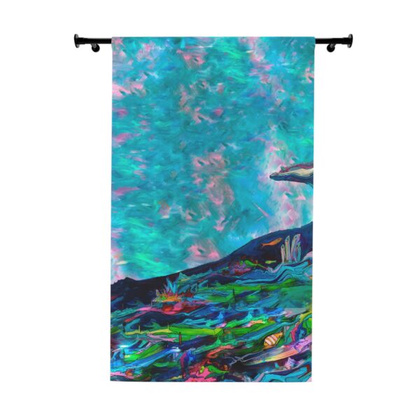 NEW💥Window Curtain Panels made with Jen Callahan's Painting "Belize Turtle Left side panel"