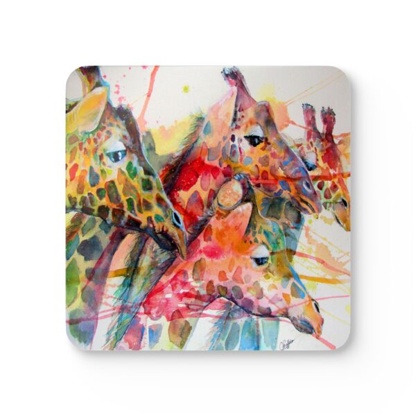"White Giraffe" by Jen Callahan / into a 4pcs Corkwood Coaster Set - So Cute!