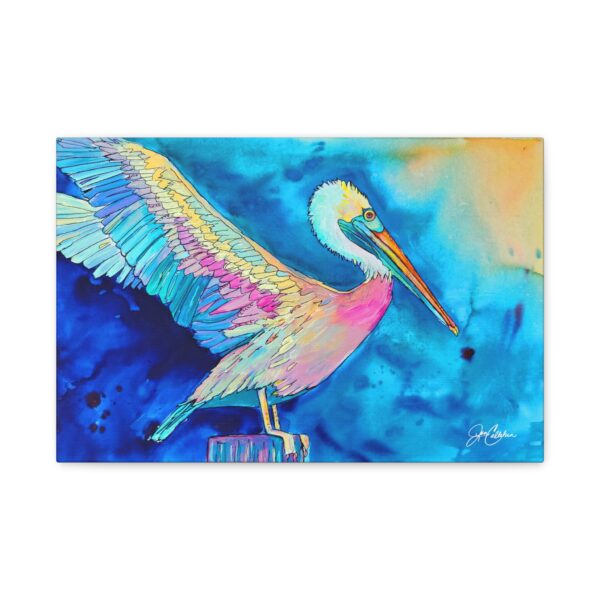 Pastel Pelican Canvas Print — Bright Beach & Riverhouse Wall Art, Ready-to-Hang