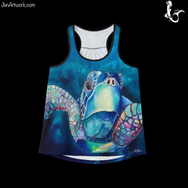 "Turtle Blues" Seaturtle Top TANK a Painting by Jen Callahan "NEW" Women's Cut Tank Top MADE IN USA