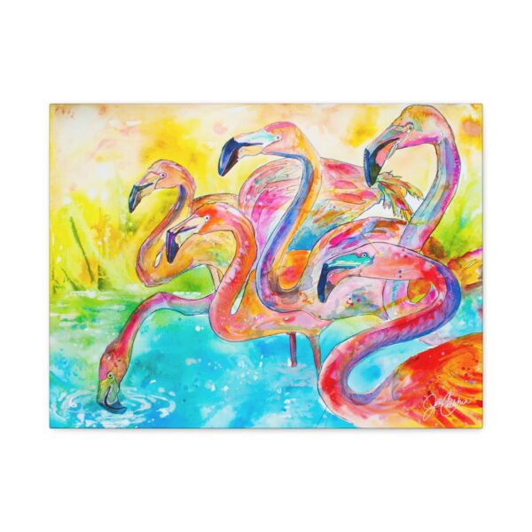 Jen Callahan Art | Gang Flamingos Canvas Print — Gallery-Wrapped Matte Canvas