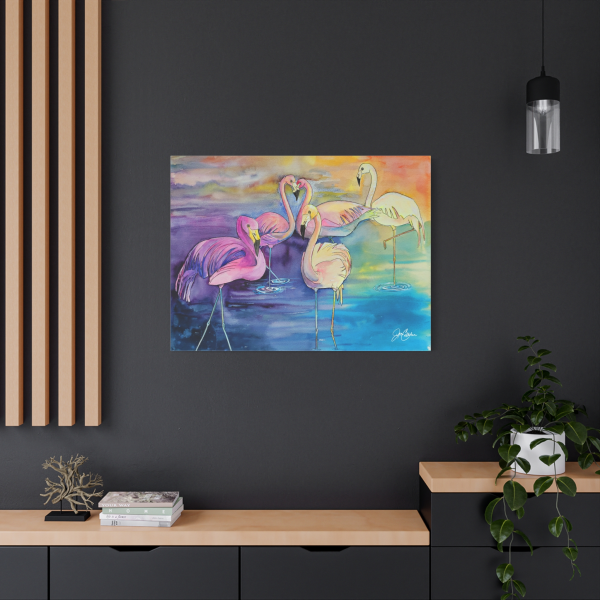 Flamingo Neck Heart Canvas Wall Art — Colorful Pop Art Beach Decor