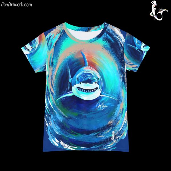 Shark tshirt t shirt tee women loose fit fun Jen Callahan’s paintings into a Short Sleeve Shirt Gift for lover present her mama