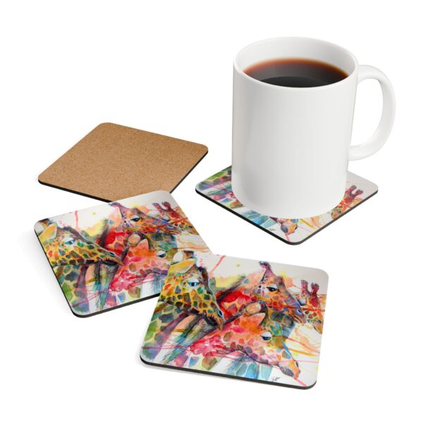 "White Giraffe" by Jen Callahan / into a 4pcs Corkwood Coaster Set - So Cute!