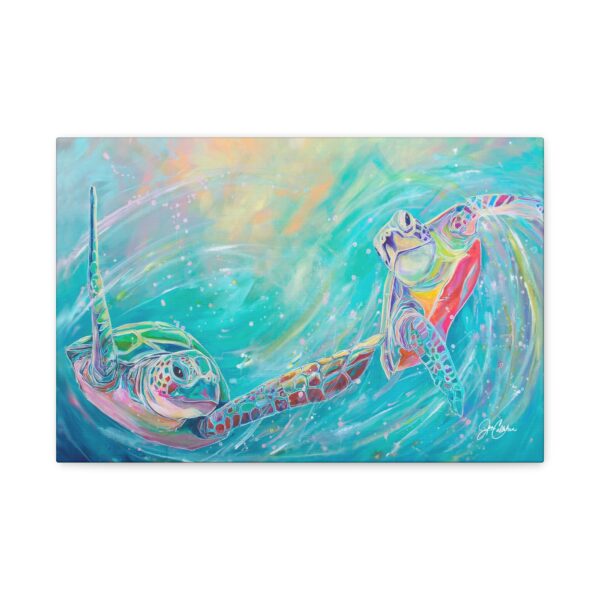 Jen Callahan © Artwork | Sea Turtle Canvas Wall Art “Turtle Tag” Beach House, Rental Decor Ocean Theme Room Playroom