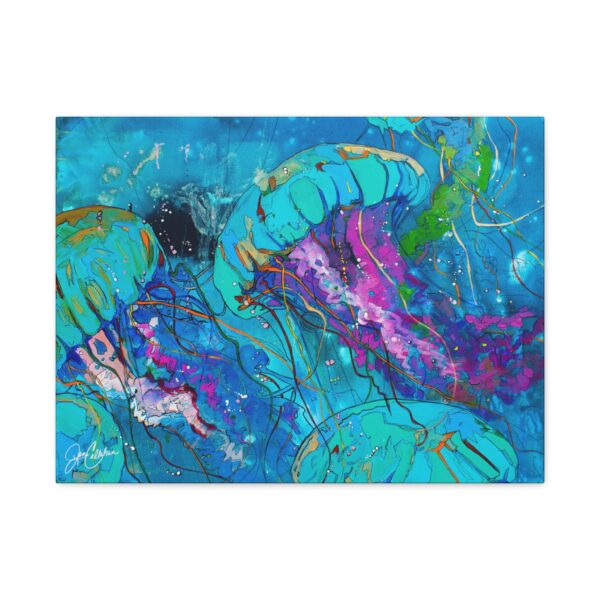 Jen Callahan Artwork | "Blue Jellies" Jellyfish Jelly Fish painting reproduction on Canvas Ready to hang