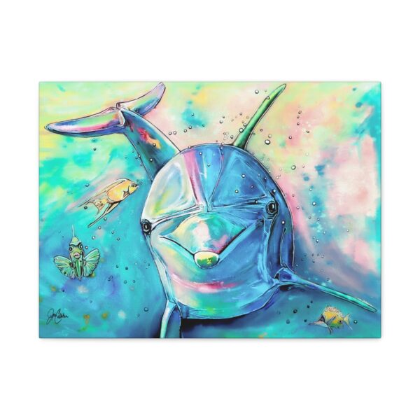 "Anne Dolphin" Fun Artwork by Jen Callahan, Matte Stretched 1.25" Ready to Hang