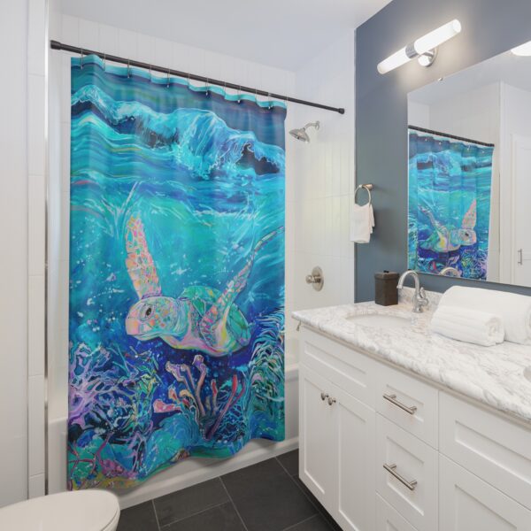 Sea Turtle - Shower Curtains, "Ocean Layers" by Jen Callahan