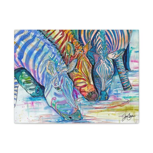 Jen Callahan Artwork  | "Watering Hole" Zebra Painting by Jen Callahan Print on Canvas Ready to Hang