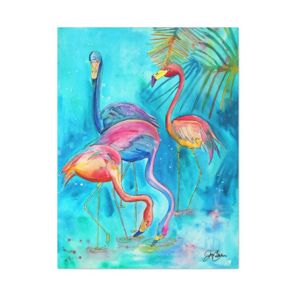 Jen Callahan Art | Four Flamingos Canvas Print — Reproduction (Matte, Stretched)