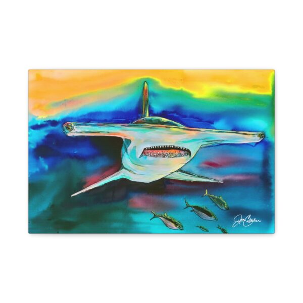 Hammerhead Shark Canvas Print — Colorful Beach House Wall Art