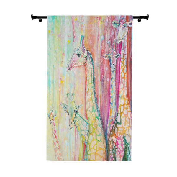 NEW💥Window Curtain Panels made with Jen Callahan's Painting "Giraffe Pack"