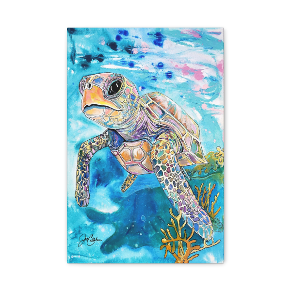 Jen Callahan Art | Sea Turtle Pink Artwork Printed on Canvas