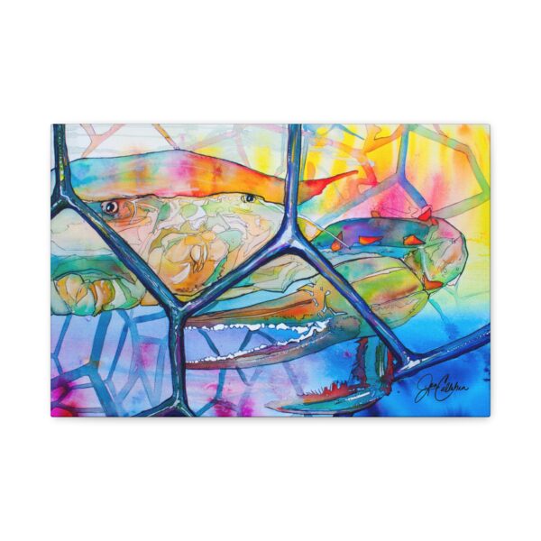 Jen Callahan Art | “Crab POT” Kitchen Riverhouse Beach House Decor Canvas Print Colorful Wall Art