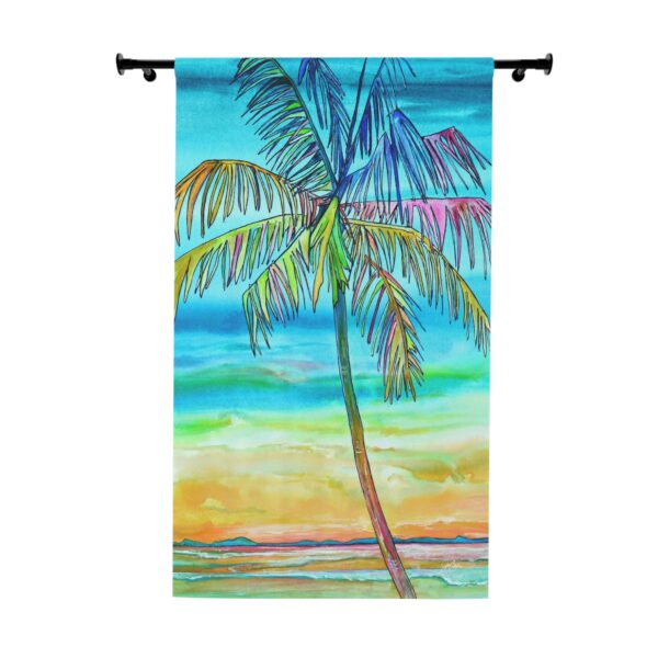 NEW💥Window Curtain Panels made with Jen Callahan's Painting 🌴 🌴 "Paradise" PALM Tree Painting