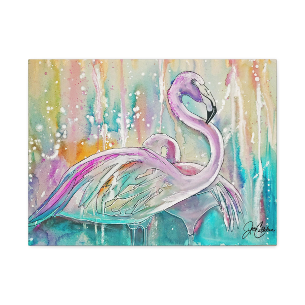 Jen Callahan Art | Flamingo Rain Canvas Print — "Flamingo Rain" Gallery-Wrapped Wall Art