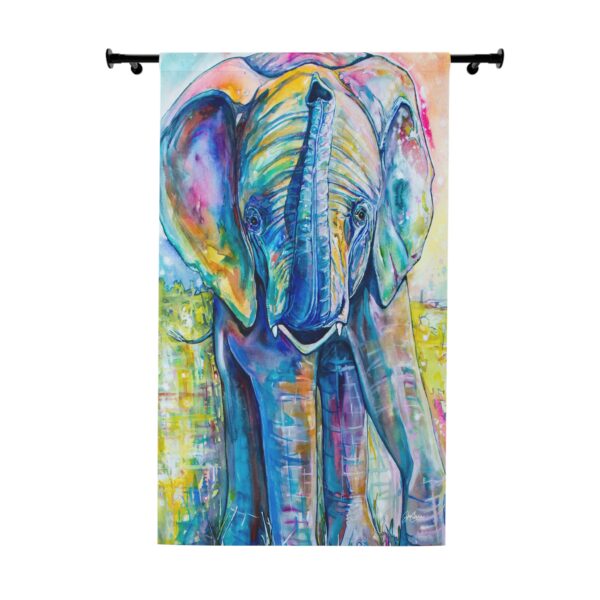 NEW💥Window Curtain Panels made with Jen Callahan's Painting 🐘 "Baby Elephant"