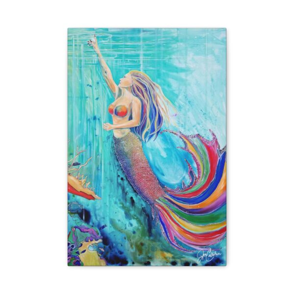 Jen Callahan Art | “Nicole Mermaid” Beach Decor Canvas Print Colorful